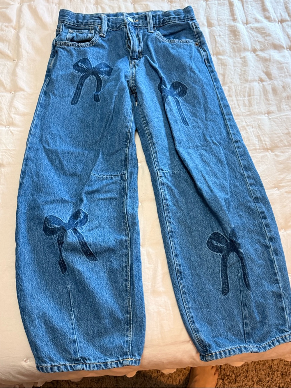 🎀 Old Navy Blue Wide-Leg Jeans with Bows 🎀
